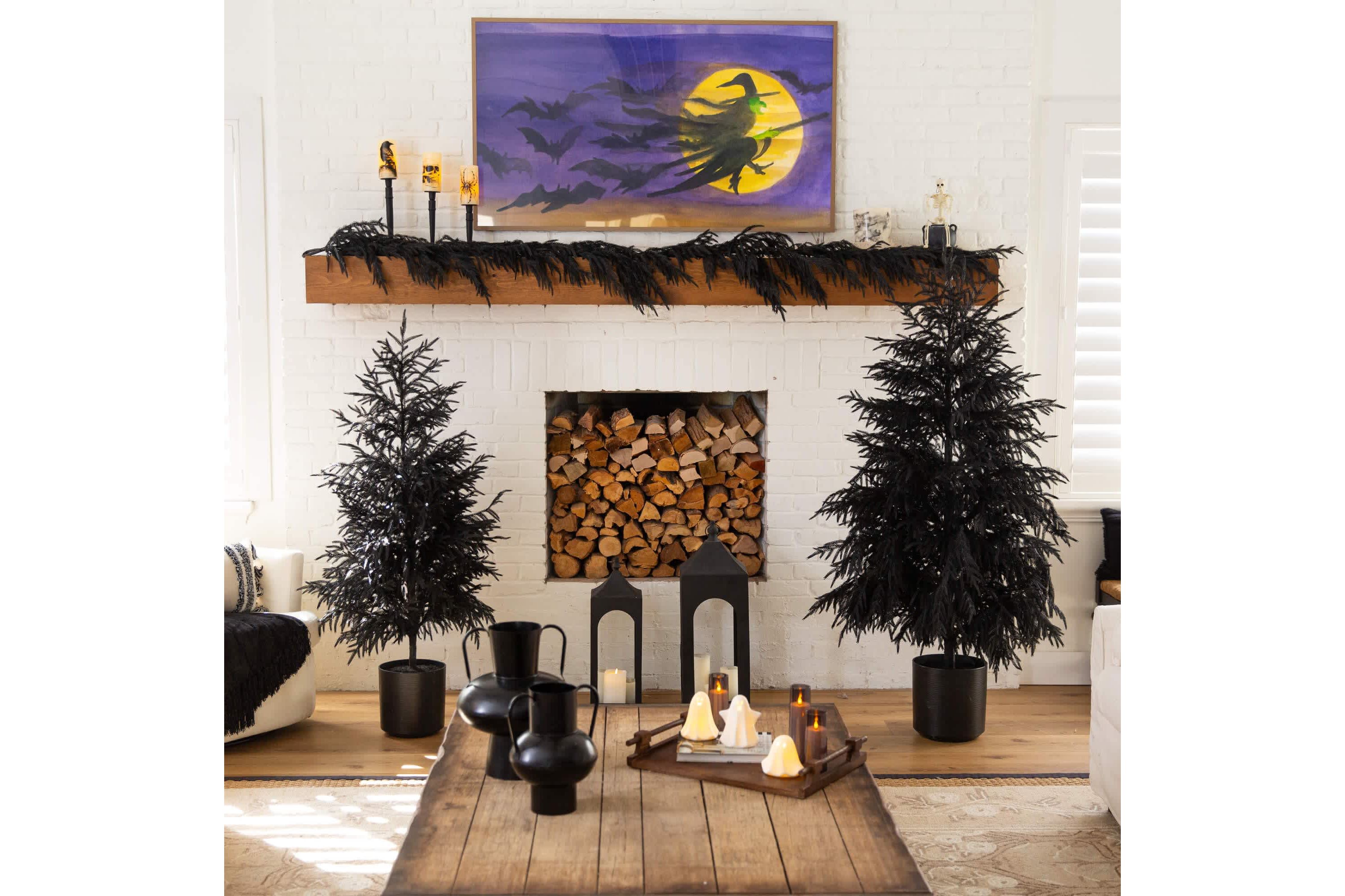6-Foot Artificial Halloween Real Touch Black Norfolk Pine Christmas Tree with Natural Look