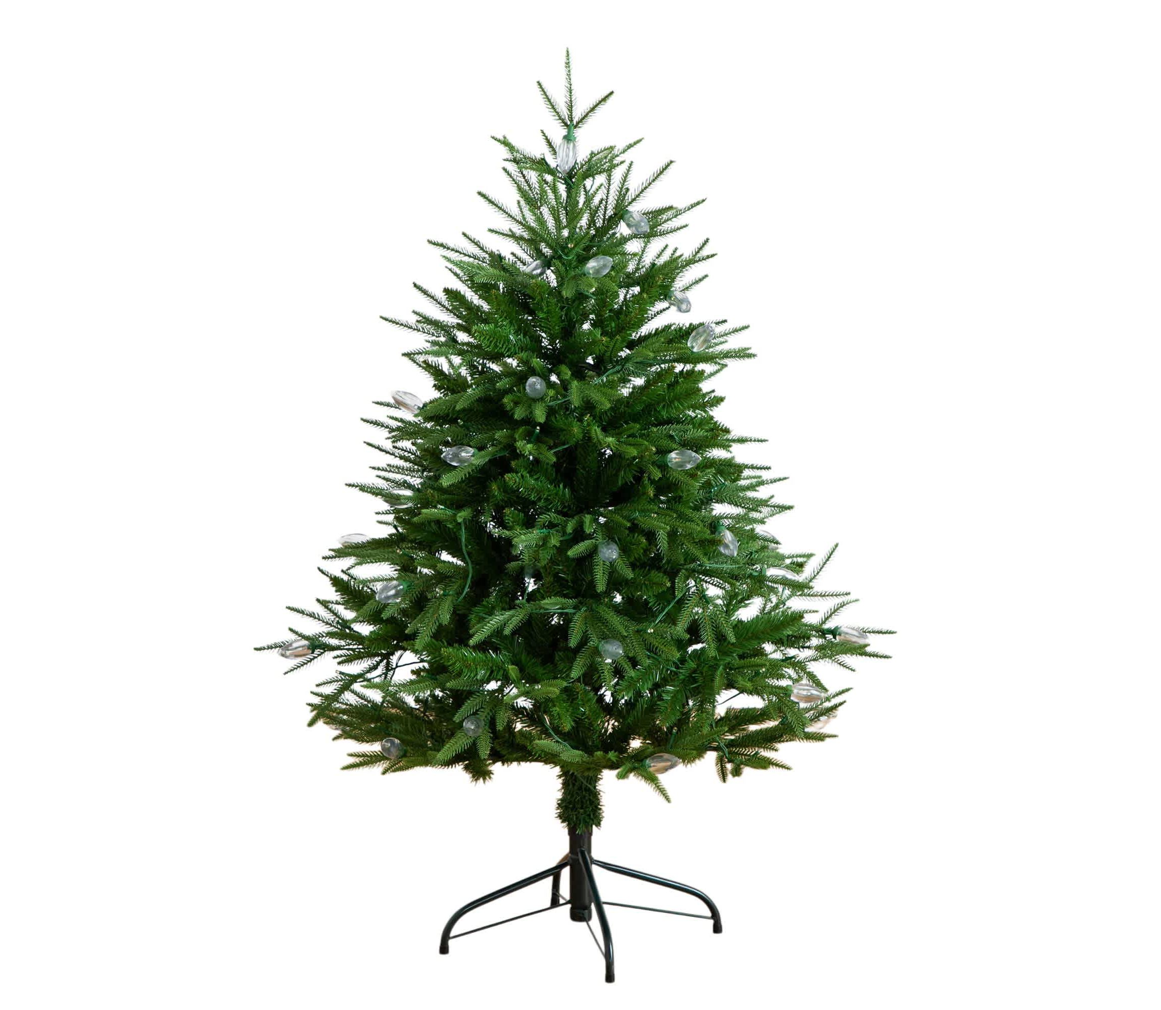 4-Foot Pre-Lit Artificial Luxembourg Pine Christmas Tree with 120 Multicolored Traditional Bulb LED Lights