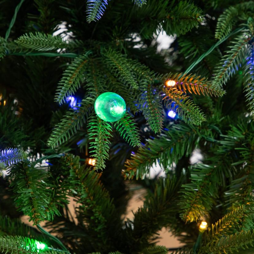 4-Foot Pre-Lit Artificial Luxembourg Pine Christmas Tree with 120 Multicolored Traditional Bulb LED Lights