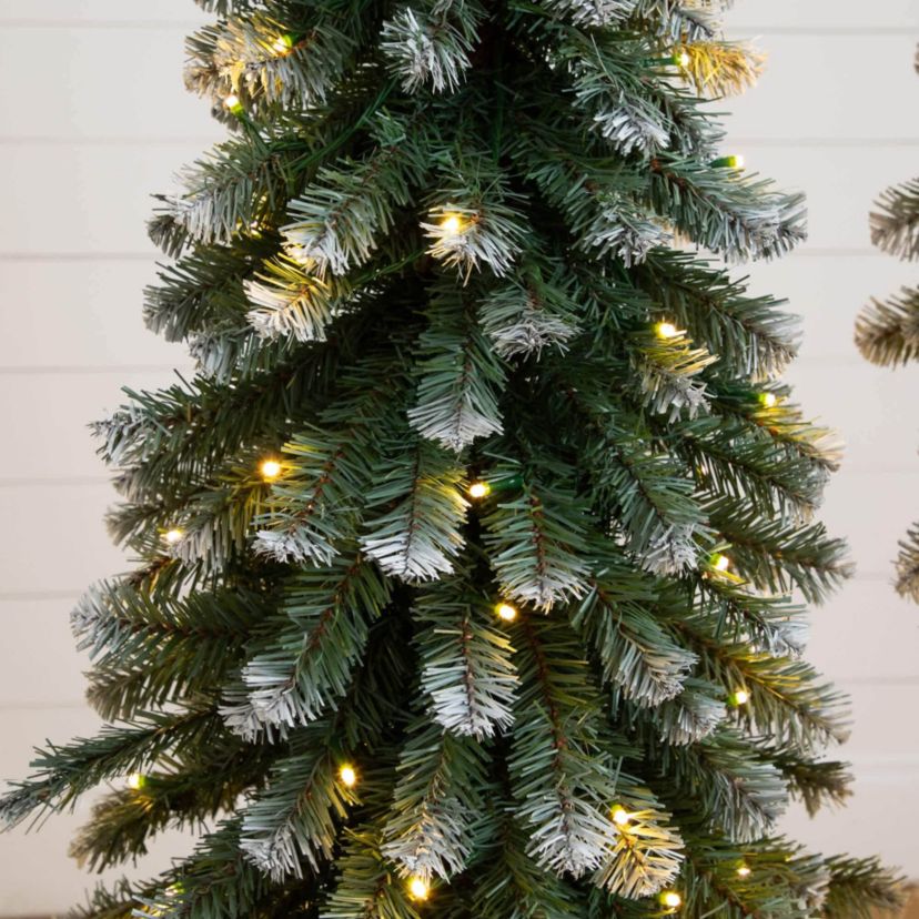 3-Foot 4-Foot 5-Foot Pre-Lit Frosted Artificial Christmas Tree Set with Warm LED Lights - Set of 3