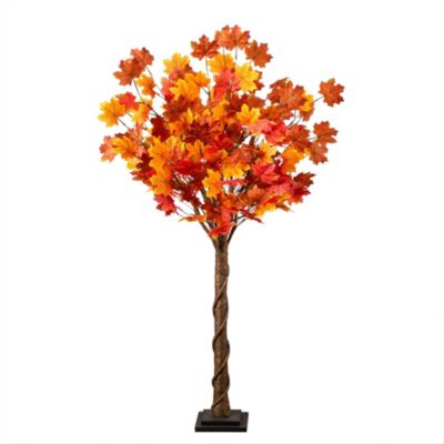 Nearly Natural 4-Foot Pre-Lit Deluxe Autumn Maple Artificial Fall Tree with 68 Warm White LED Lights