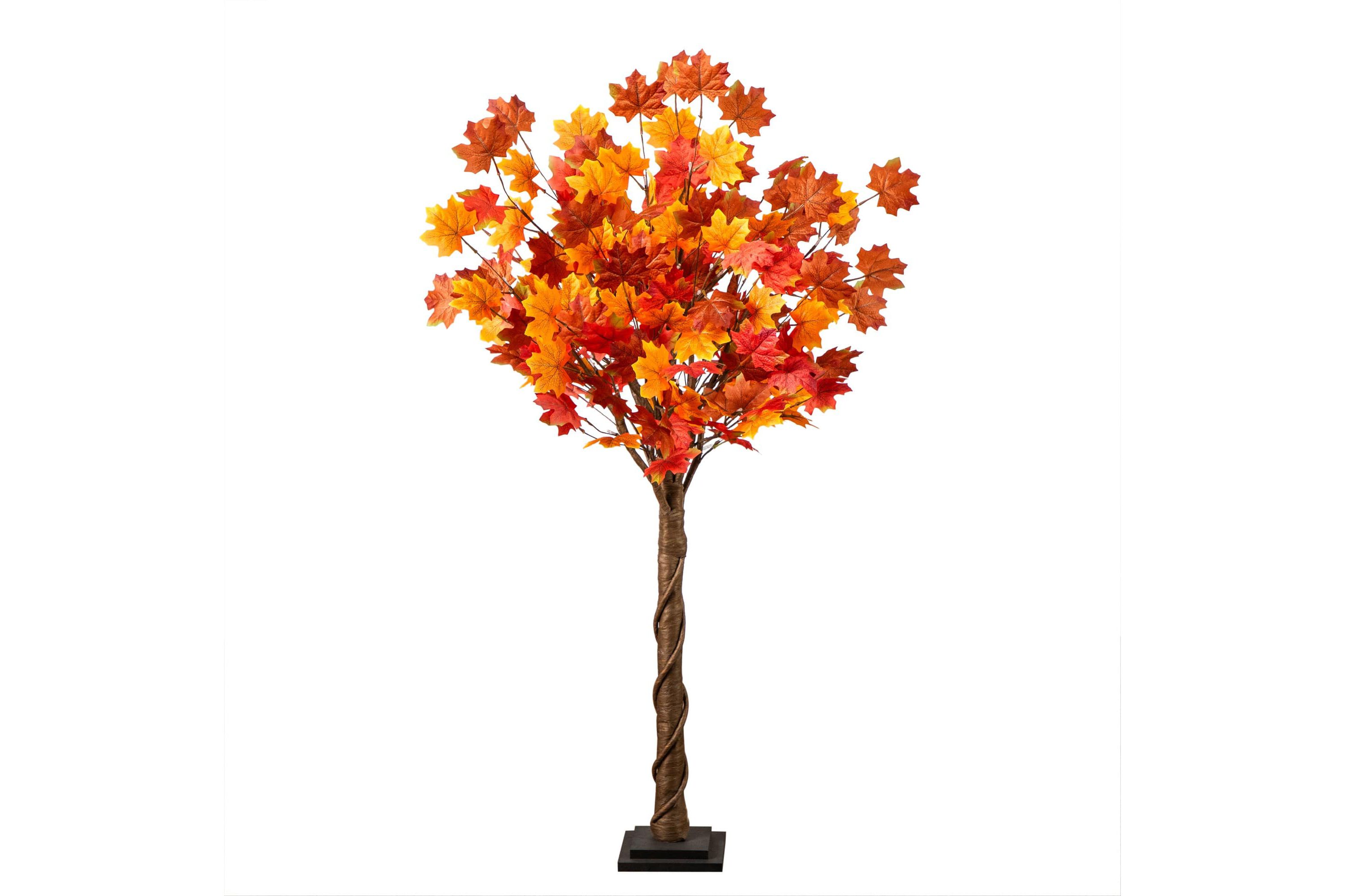 4-Foot Pre-Lit Deluxe Autumn Maple Artificial Fall Tree with 68 Warm White LED Lights