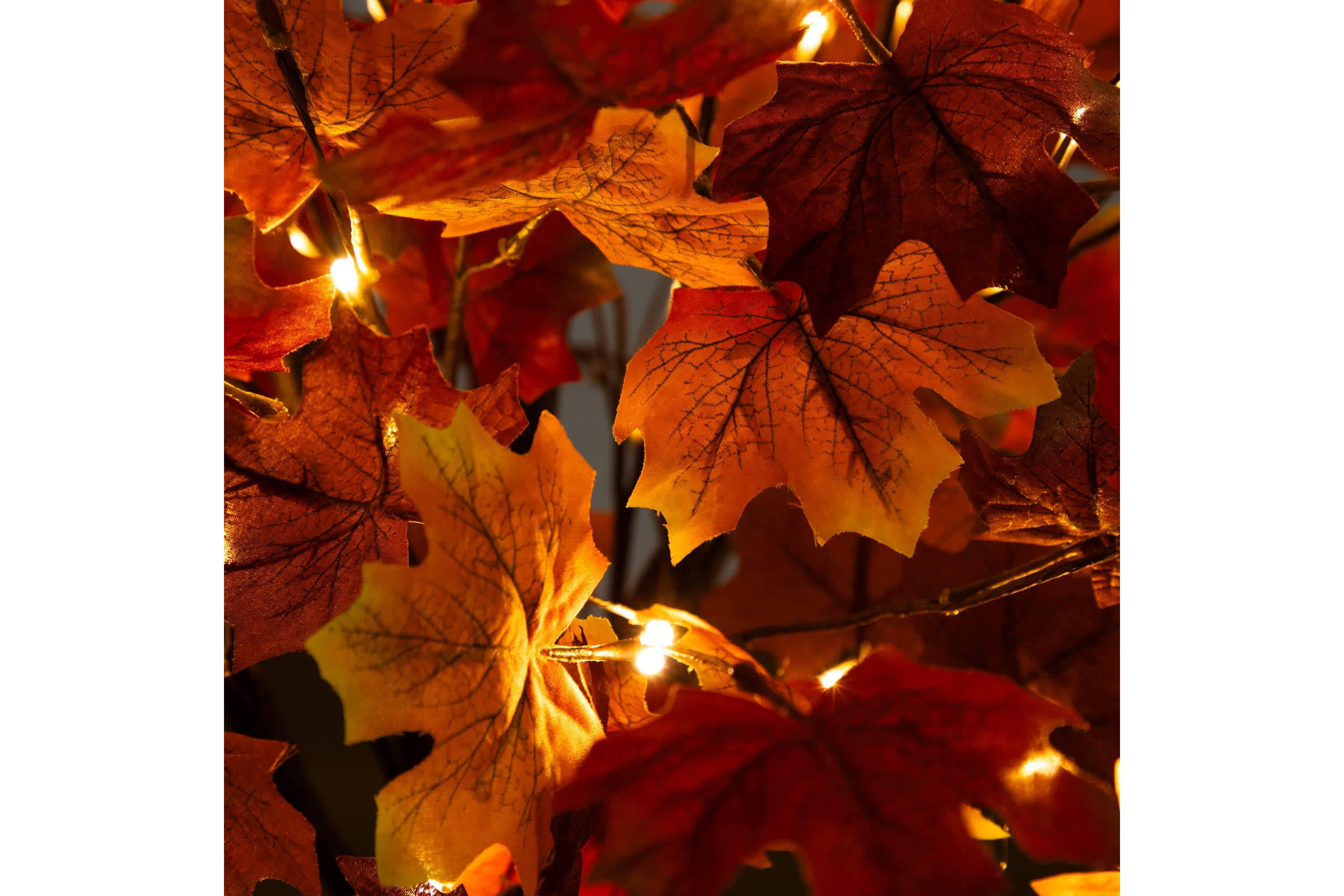 4-Foot Pre-Lit Deluxe Autumn Maple Artificial Fall Tree with 68 Warm White LED Lights