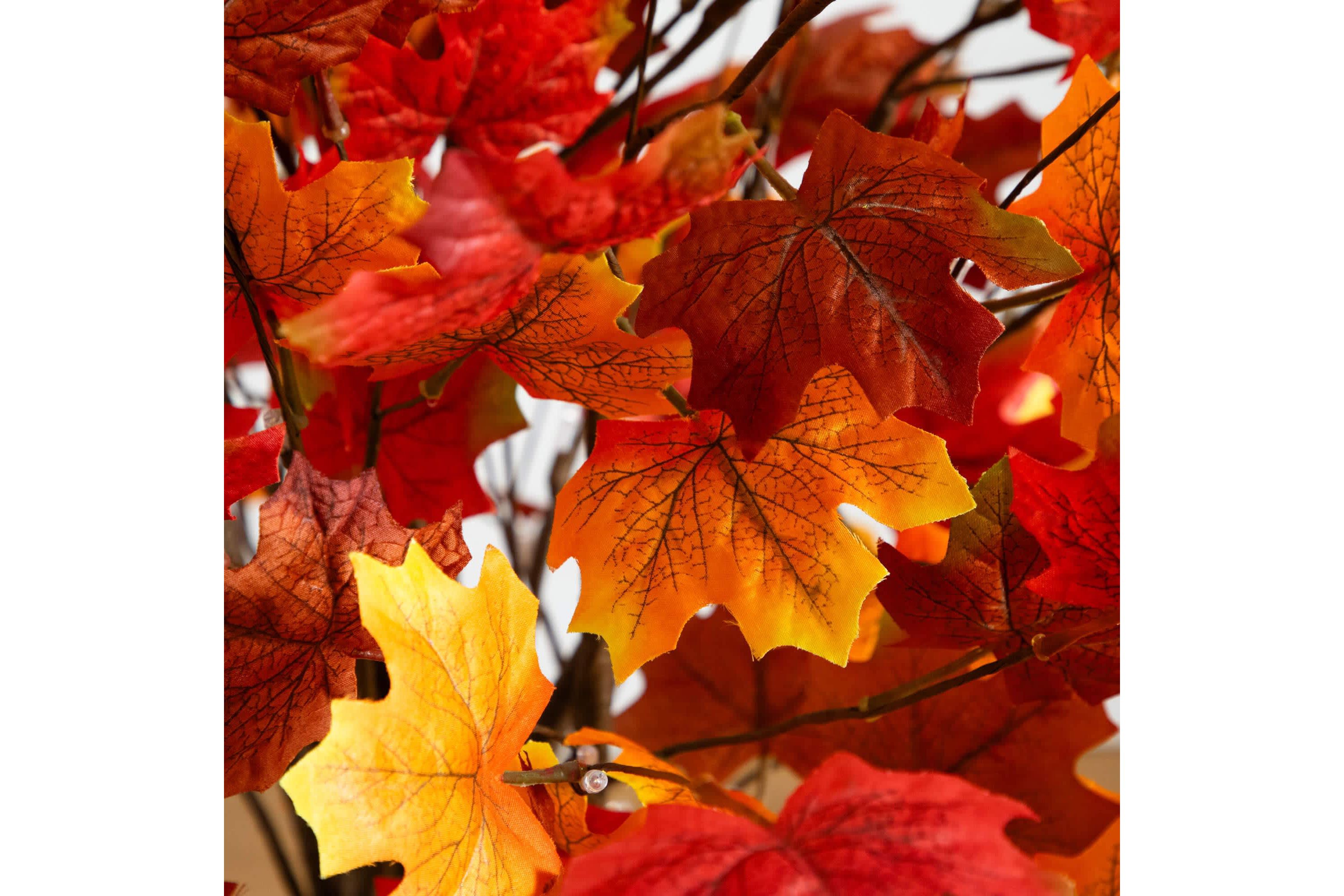 4-Foot Pre-Lit Deluxe Autumn Maple Artificial Fall Tree with 68 Warm White LED Lights