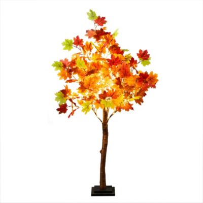 Nearly Natural 4-Foot Pre-Lit Shades of Autumn Maple Artificial Fall Tree with 180 Warm White LED Lights