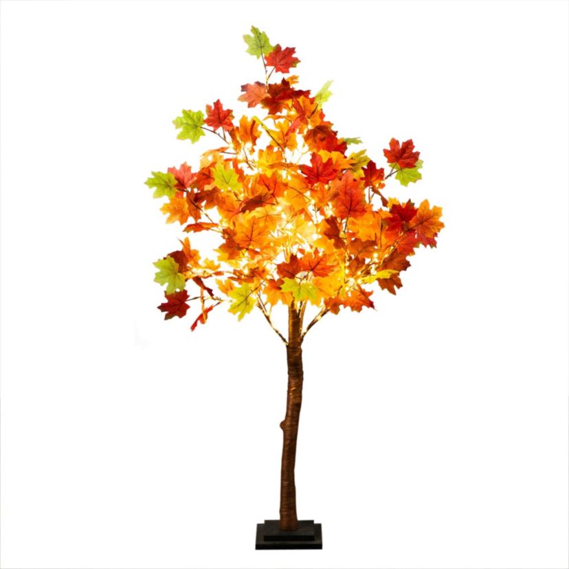 4-Foot Pre-Lit Shades of Autumn Maple Artificial Fall Tree with 180 Warm White LED Lights
