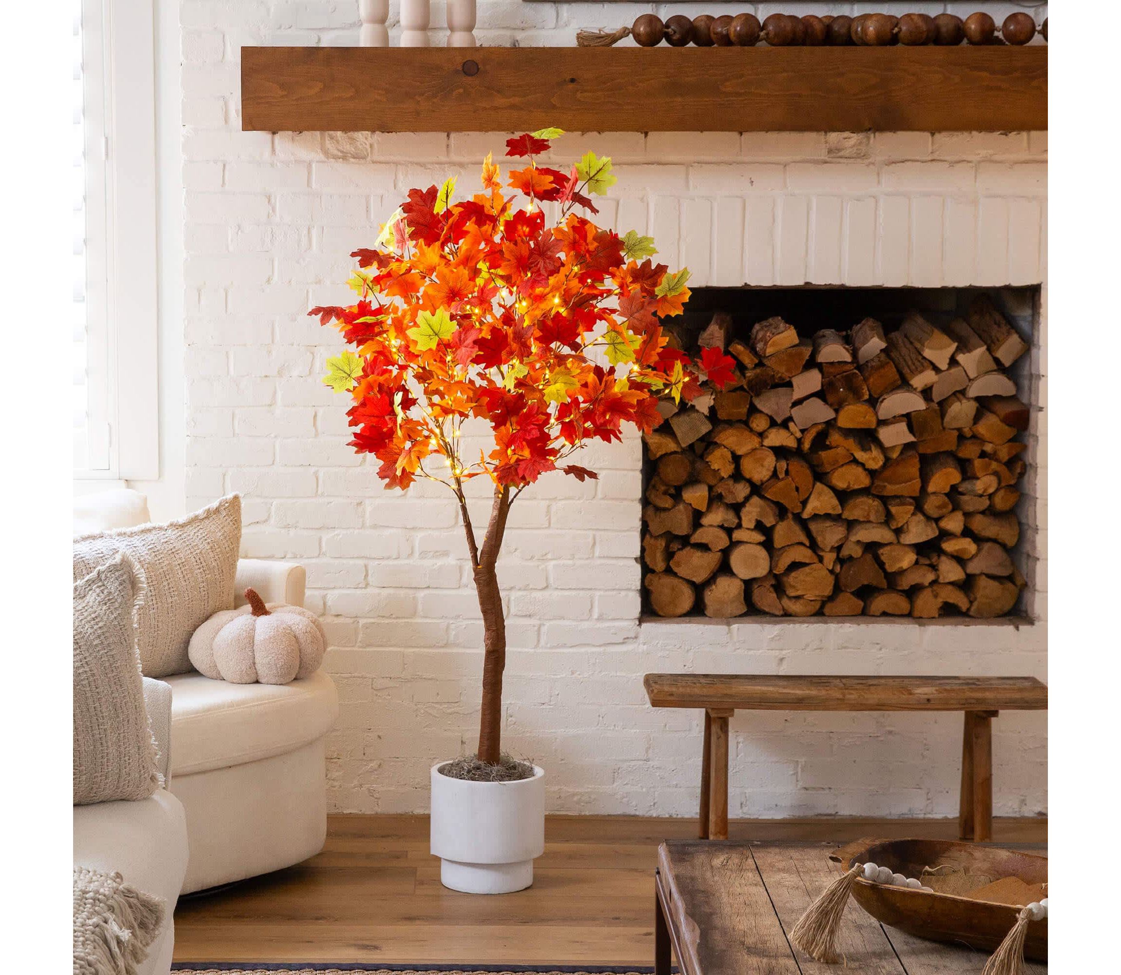 5-Foot Pre-Lit Shades of Autumn Maple Artificial Fall Tree with 270 Warm White LED Lights