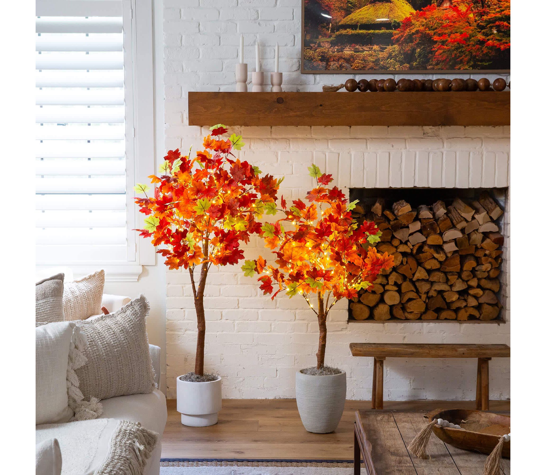 5-Foot Pre-Lit Shades of Autumn Maple Artificial Fall Tree with 270 Warm White LED Lights
