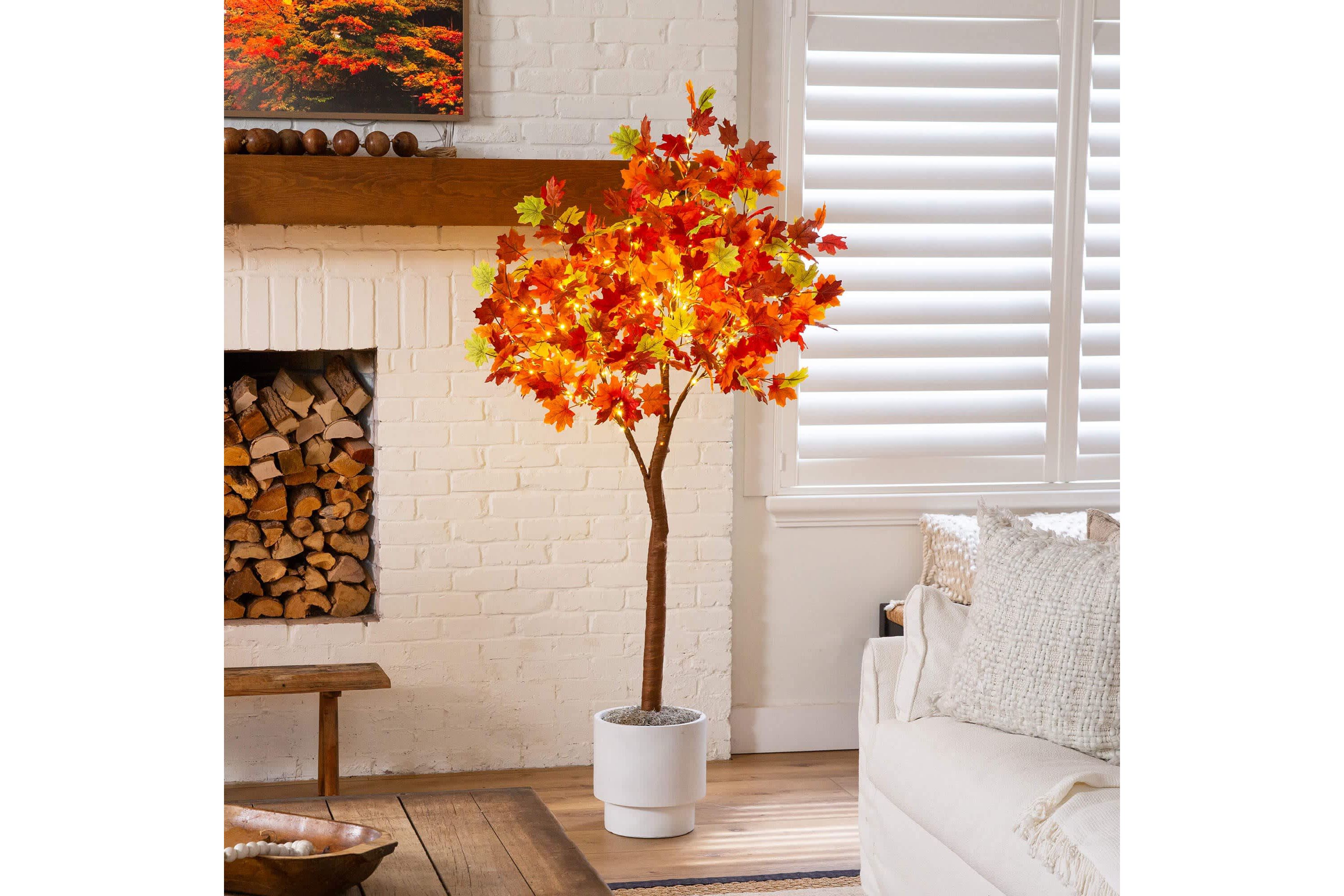 6-Foot Pre-Lit Shades of Autumn Maple Artificial Fall Tree with 360 Warm White LED Lights