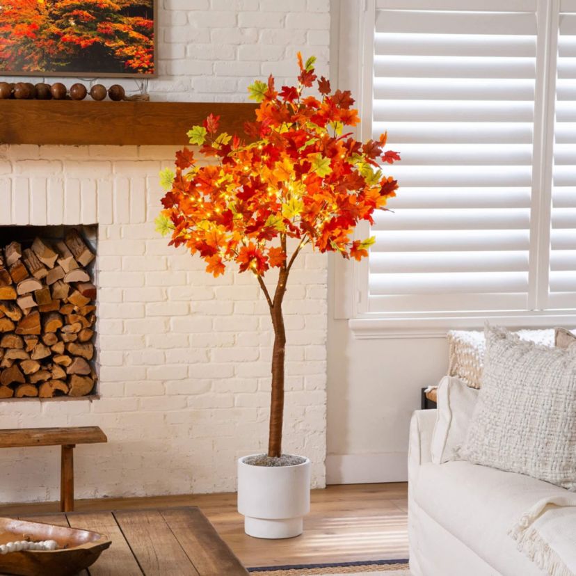 6-Foot Pre-Lit Shades of Autumn Maple Artificial Fall Tree with 360 Warm White LED Lights