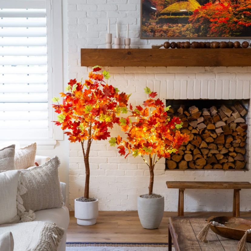 6-Foot Pre-Lit Shades of Autumn Maple Artificial Fall Tree with 360 Warm White LED Lights