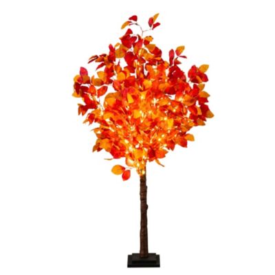 Nearly Natural 4-Foot Pre-Lit Autumn Artificial Fall Tree with 160 Warm White LED Lights