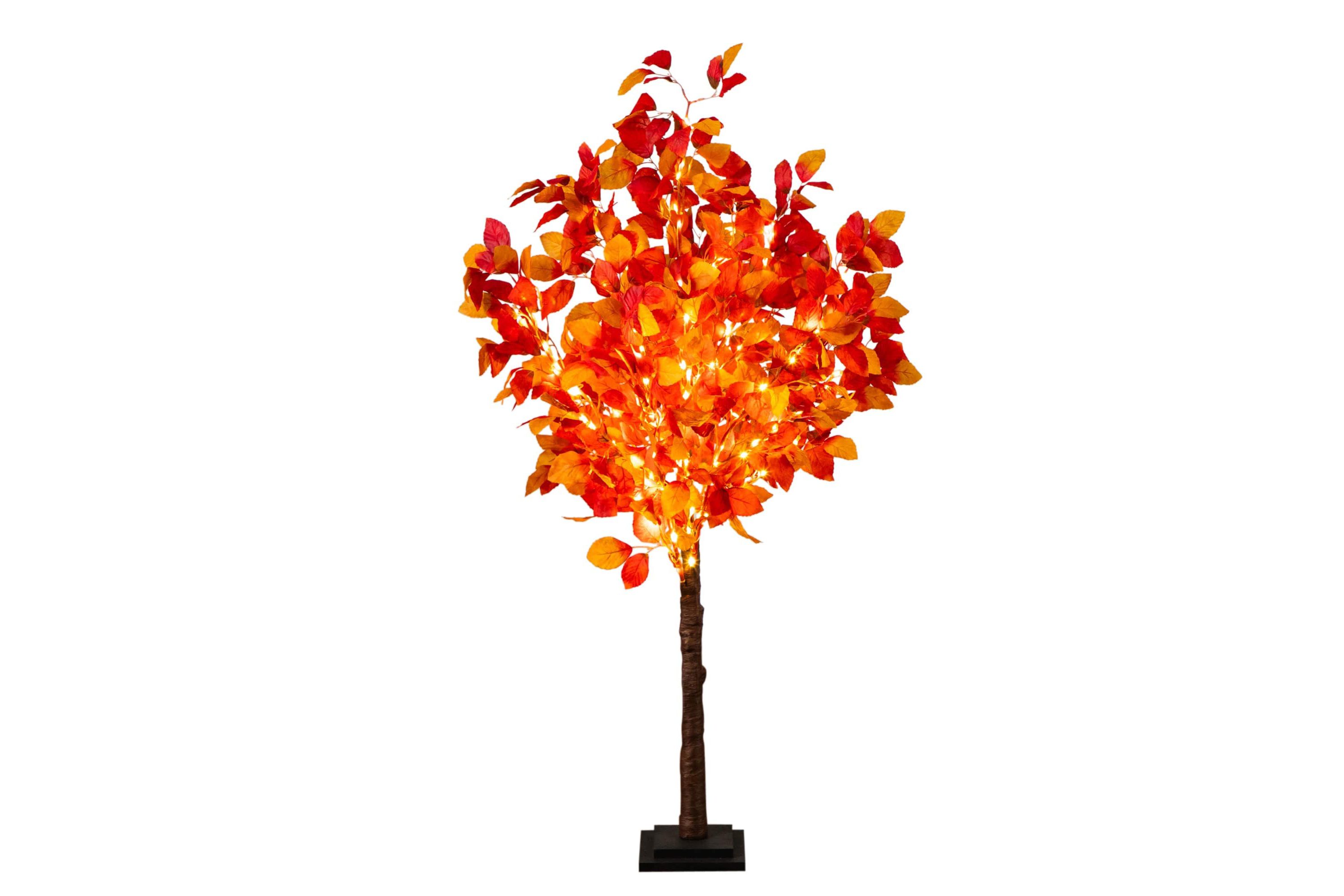 4-Foot Pre-Lit Autumn Artificial Fall Tree with 160 Warm White LED Lights