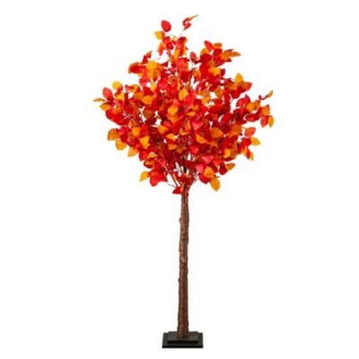 Nearly Natural 5-Foot Pre-Lit Autumn Artificial Fall Tree with 200 Warm White LED Lights