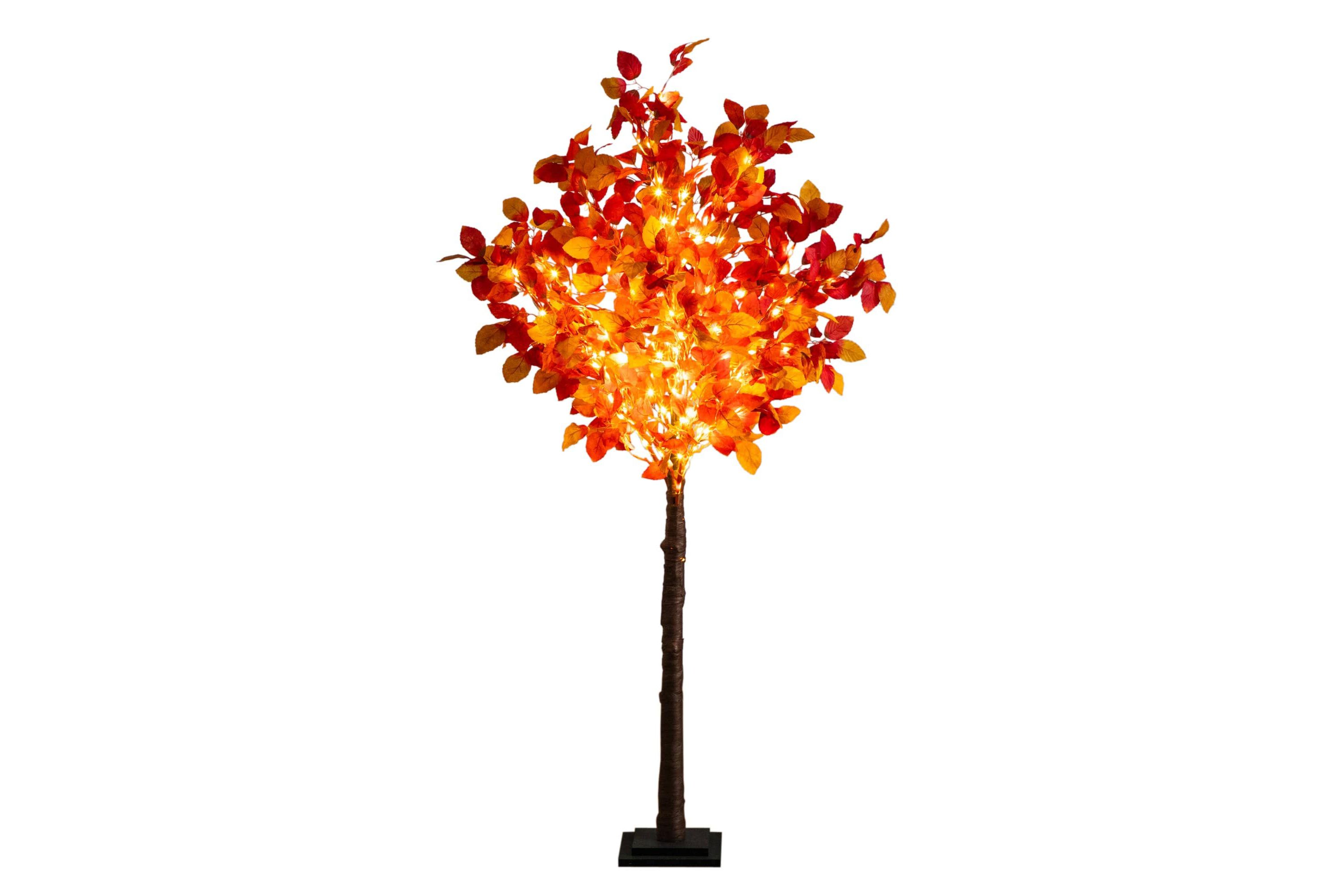 5-Foot Pre-Lit Autumn Artificial Fall Tree with 200 Warm White LED Lights