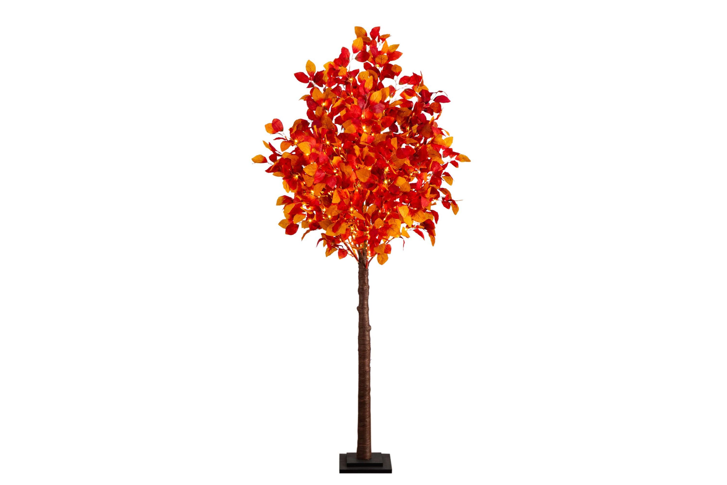 6-Foot Pre-Lit Autumn Artificial Fall Tree with 300 Warm White LED Lights