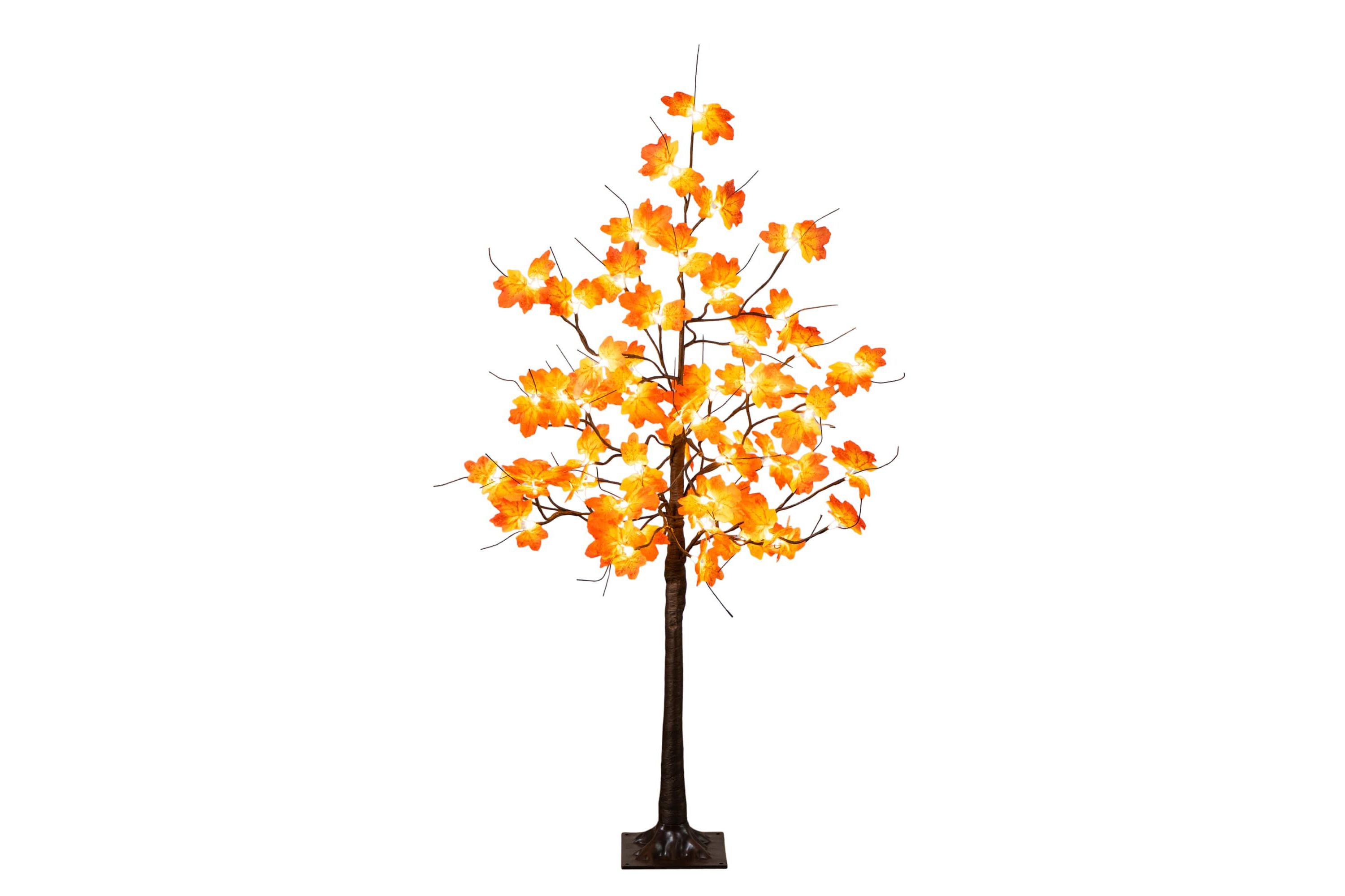 4-Foot Pre-Lit Minimalist Autumn Maple Artificial Fall Tree with 56 Warm White LED Lights