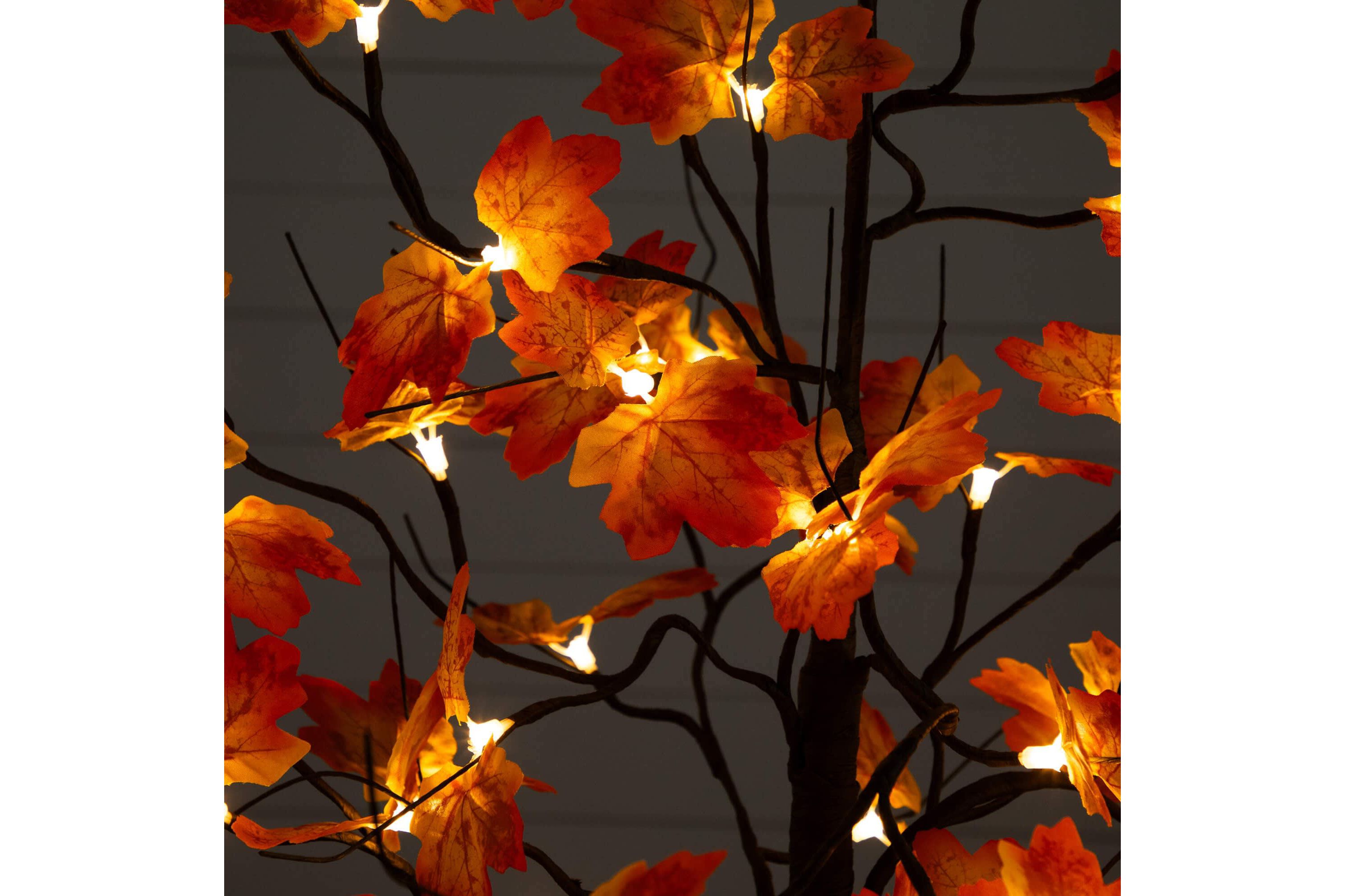 4-Foot Pre-Lit Minimalist Autumn Maple Artificial Fall Tree with 56 Warm White LED Lights