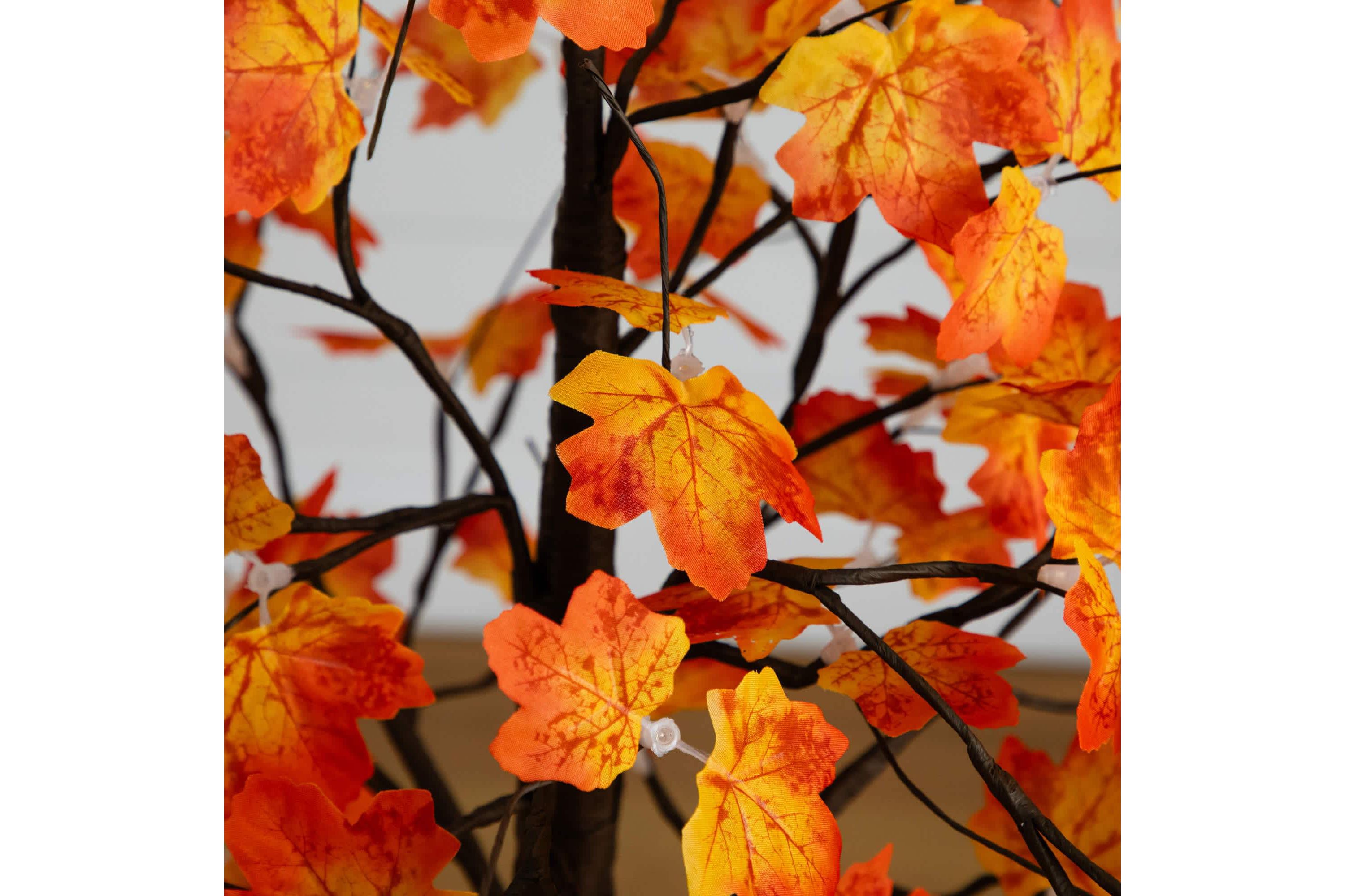 5-Foot Pre-Lit Minimalist Autumn Maple Artificial Fall Tree with 96 Warm White LED Lights