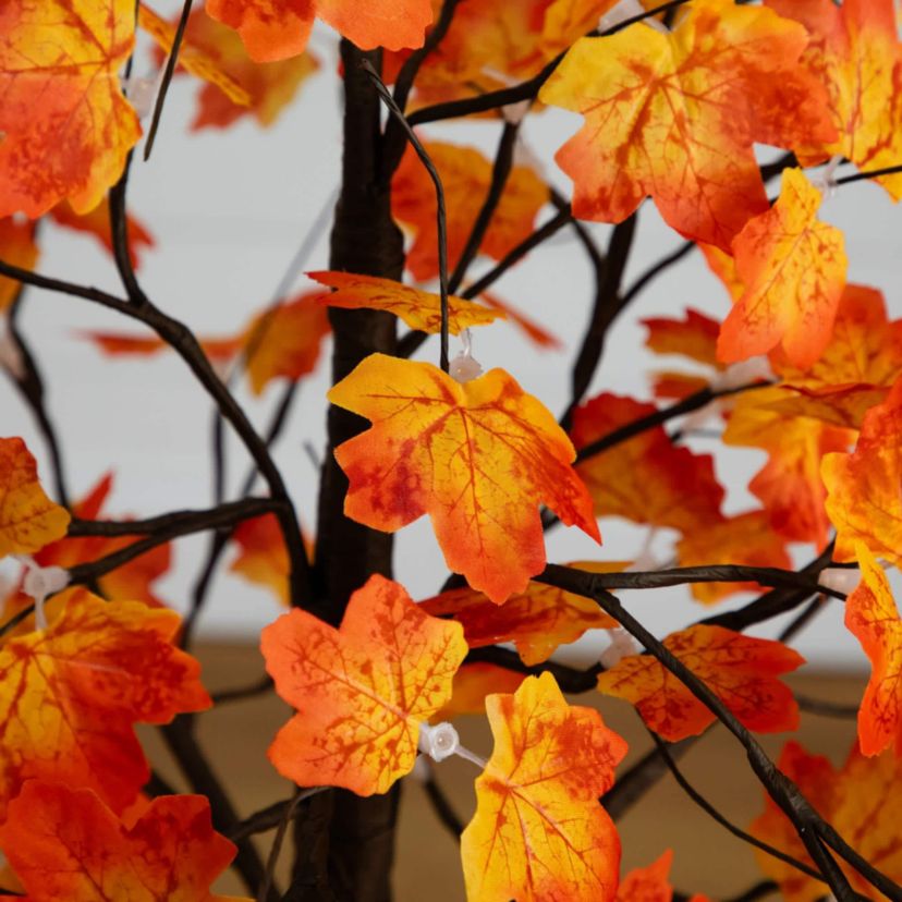 5-Foot Pre-Lit Minimalist Autumn Maple Artificial Fall Tree with 96 Warm White LED Lights