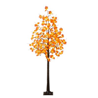 Nearly Natural 6-Foot Pre-Lit Minimalist Autumn Maple Artificial Fall Tree with 120 Warm White LED Lights