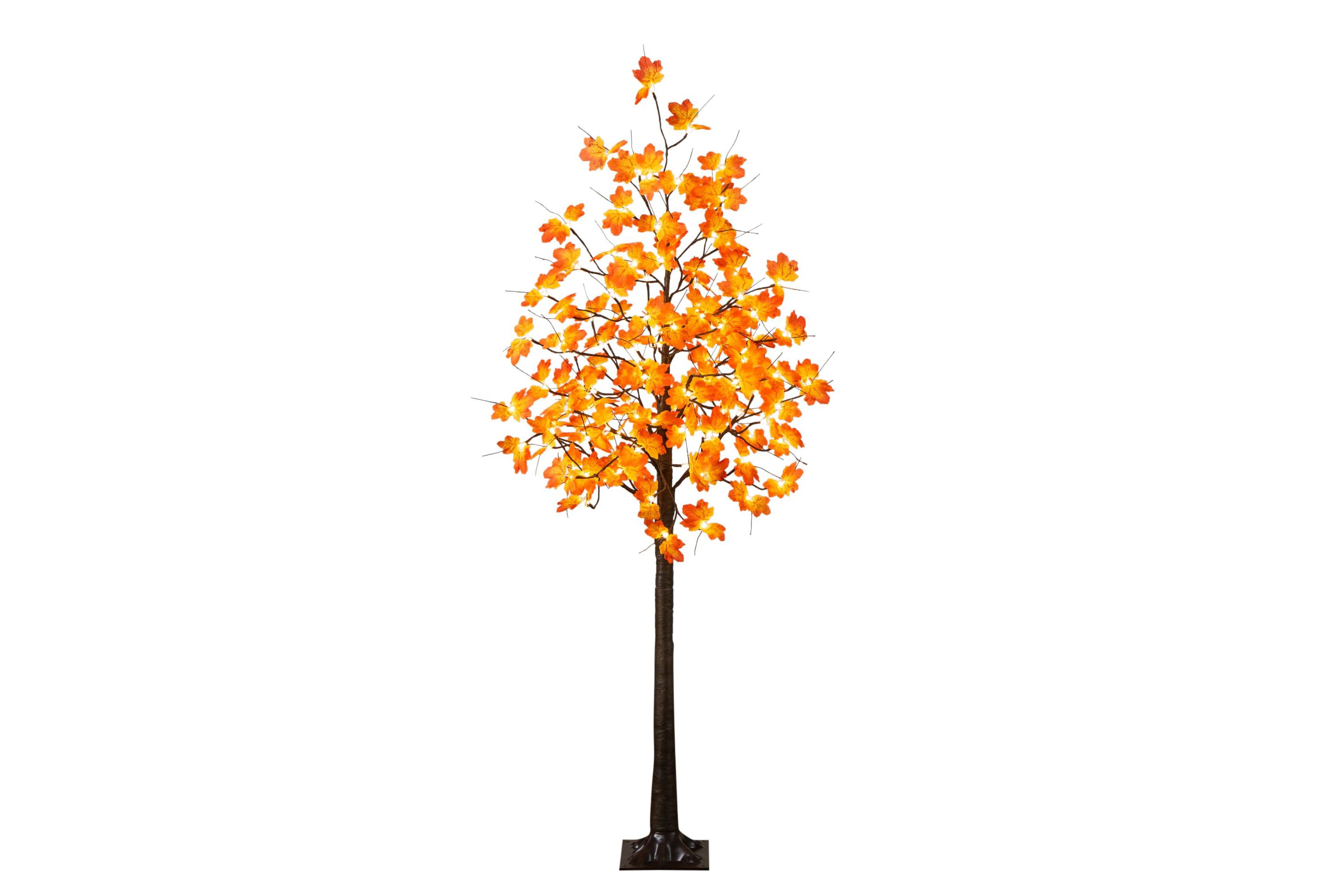 6-Foot Pre-Lit Minimalist Autumn Maple Artificial Fall Tree with 120 Warm White LED Lights
