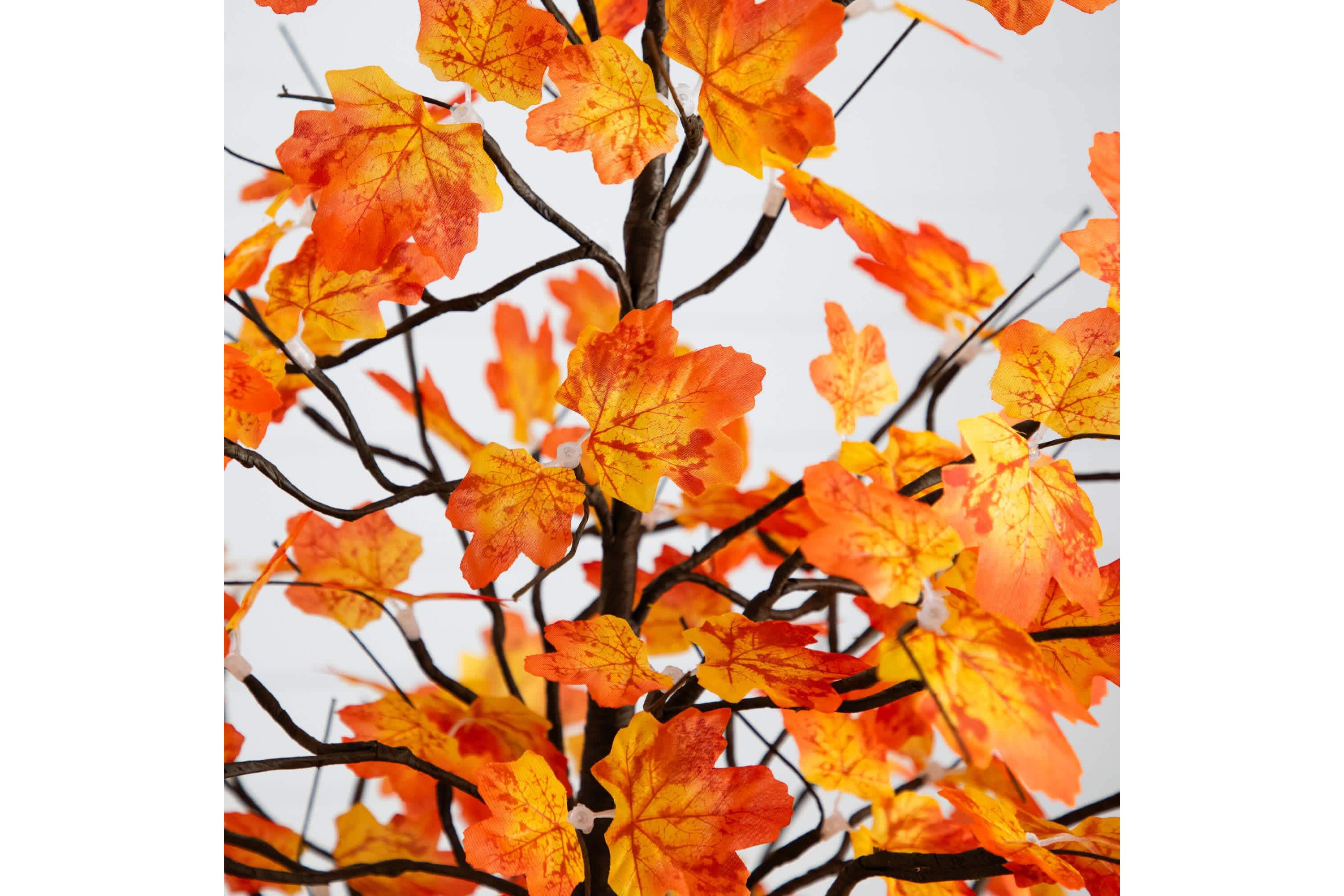 6-Foot Pre-Lit Minimalist Autumn Maple Artificial Fall Tree with 120 Warm White LED Lights