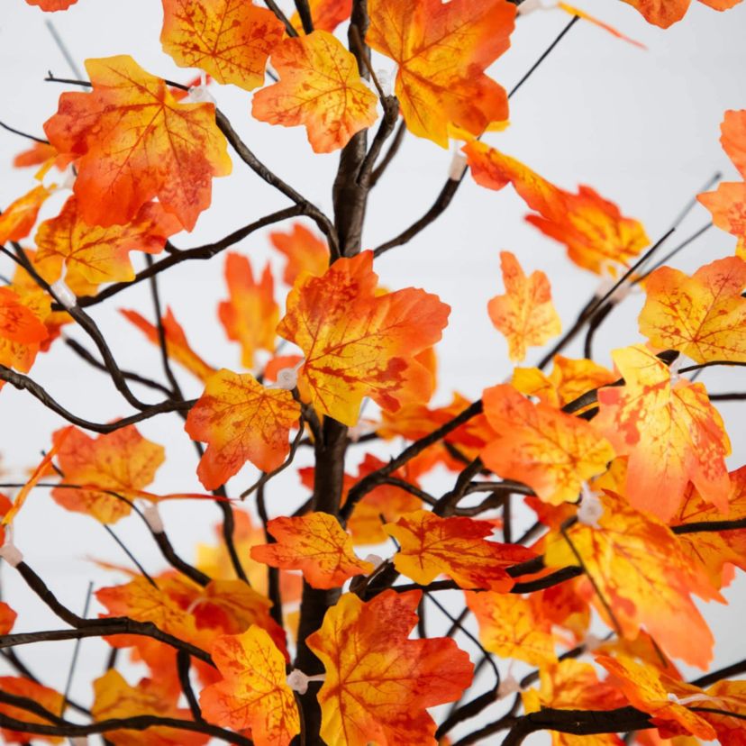 6-Foot Pre-Lit Minimalist Autumn Maple Artificial Fall Tree with 120 Warm White LED Lights