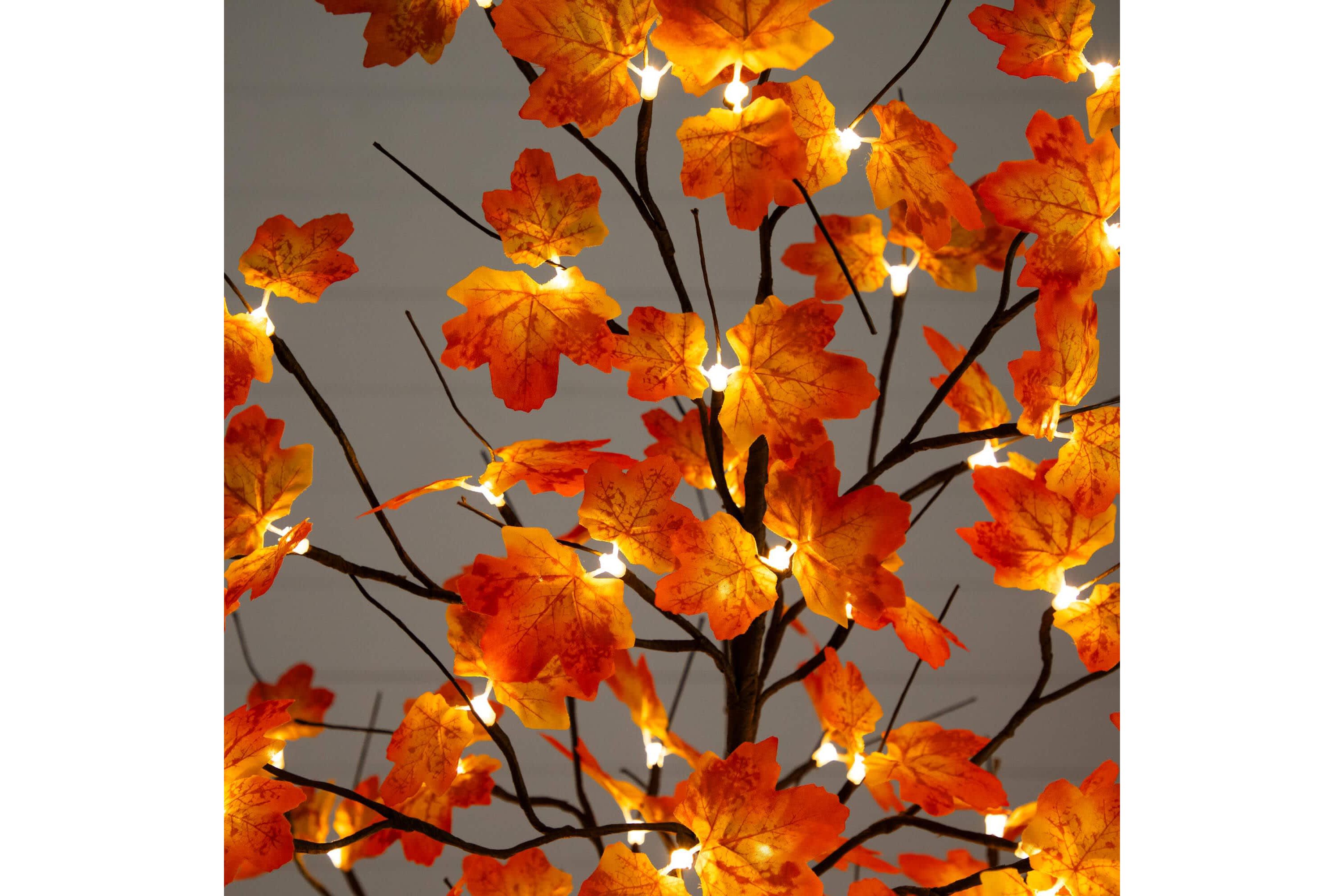 6-Foot Pre-Lit Minimalist Autumn Maple Artificial Fall Tree with 120 Warm White LED Lights
