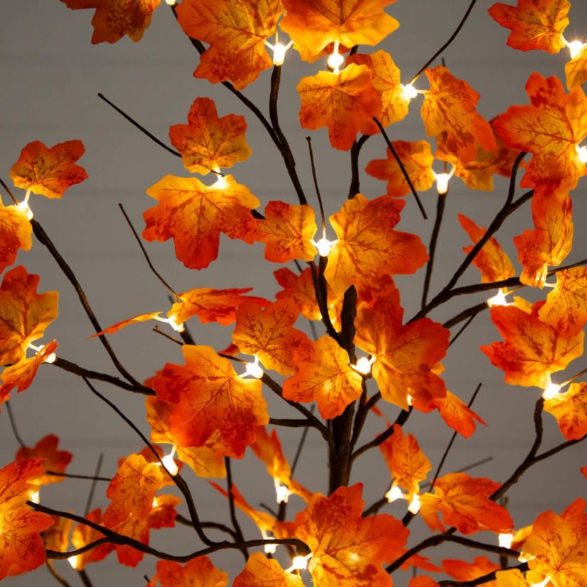 6-Foot Pre-Lit Minimalist Autumn Maple Artificial Fall Tree with 120 Warm White LED Lights