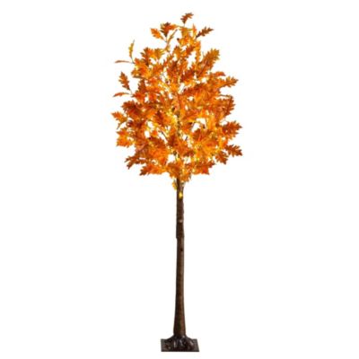 Nearly Natural 6-Foot Pre-Lit Burnt Orange Autumn Maple Artificial Fall Tree with 300 Warm White LED Lights