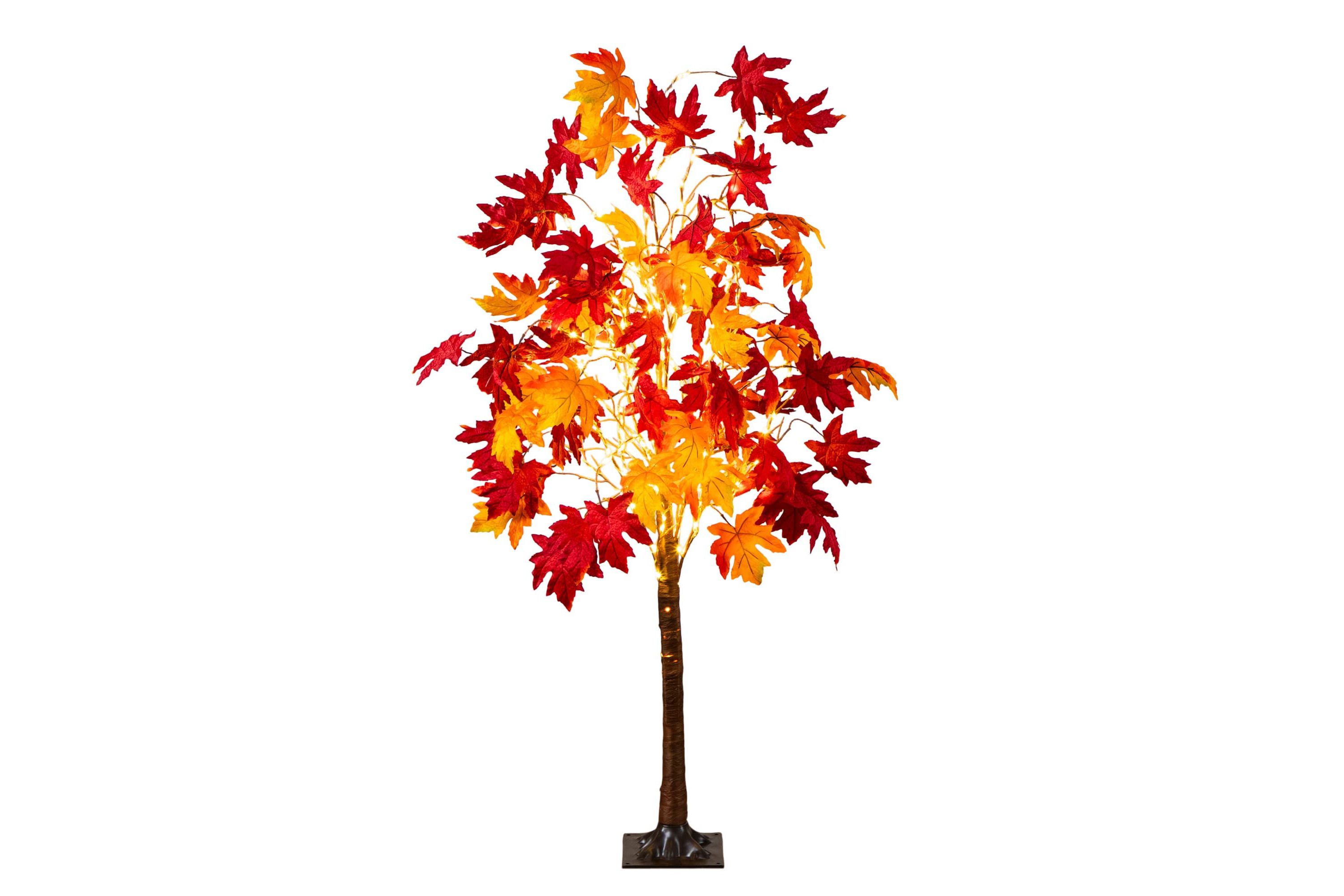 5-Foot Pre-Lit Autumn Weeping Maple Artificial Fall Tree with 240 Warm White LED Lights