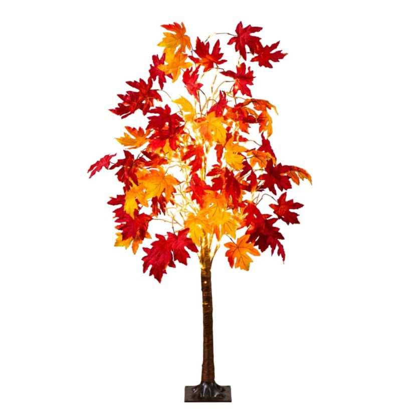 5-Foot Pre-Lit Autumn Weeping Maple Artificial Fall Tree with 240 Warm White LED Lights