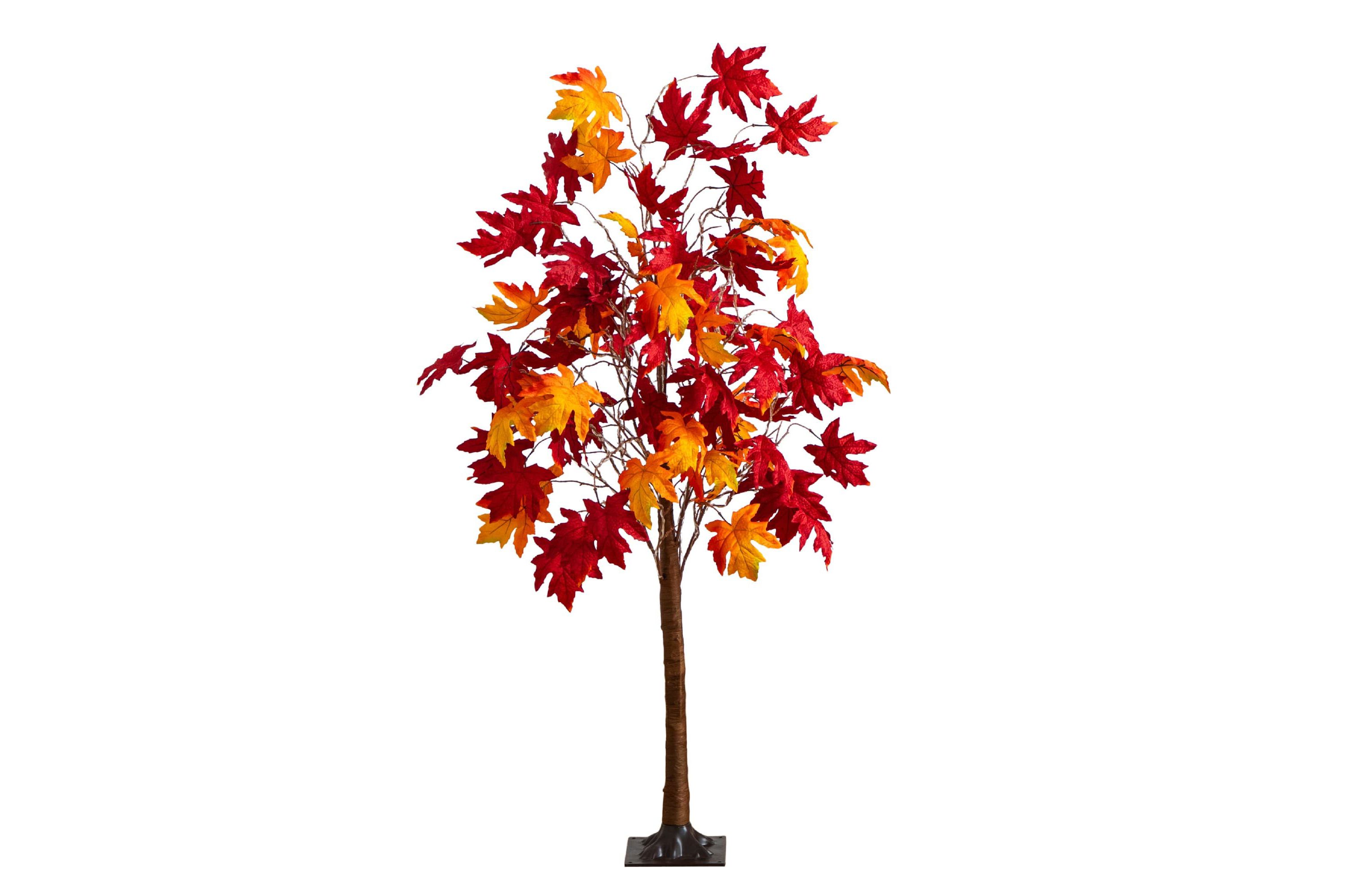 5-Foot Pre-Lit Autumn Weeping Maple Artificial Fall Tree with 240 Warm White LED Lights
