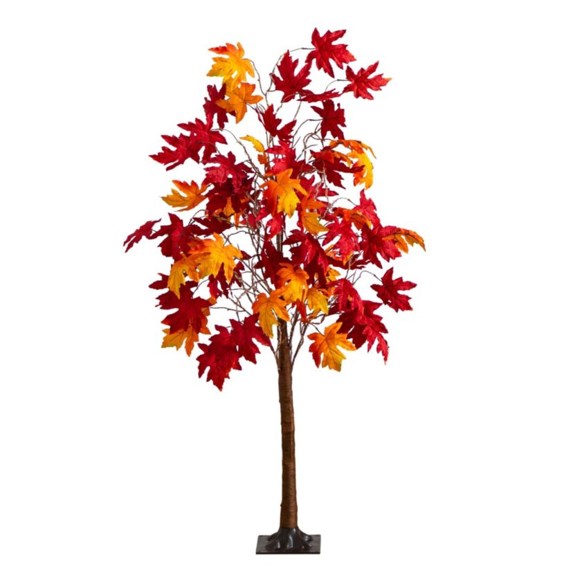 5-Foot Pre-Lit Autumn Weeping Maple Artificial Fall Tree with 240 Warm White LED Lights