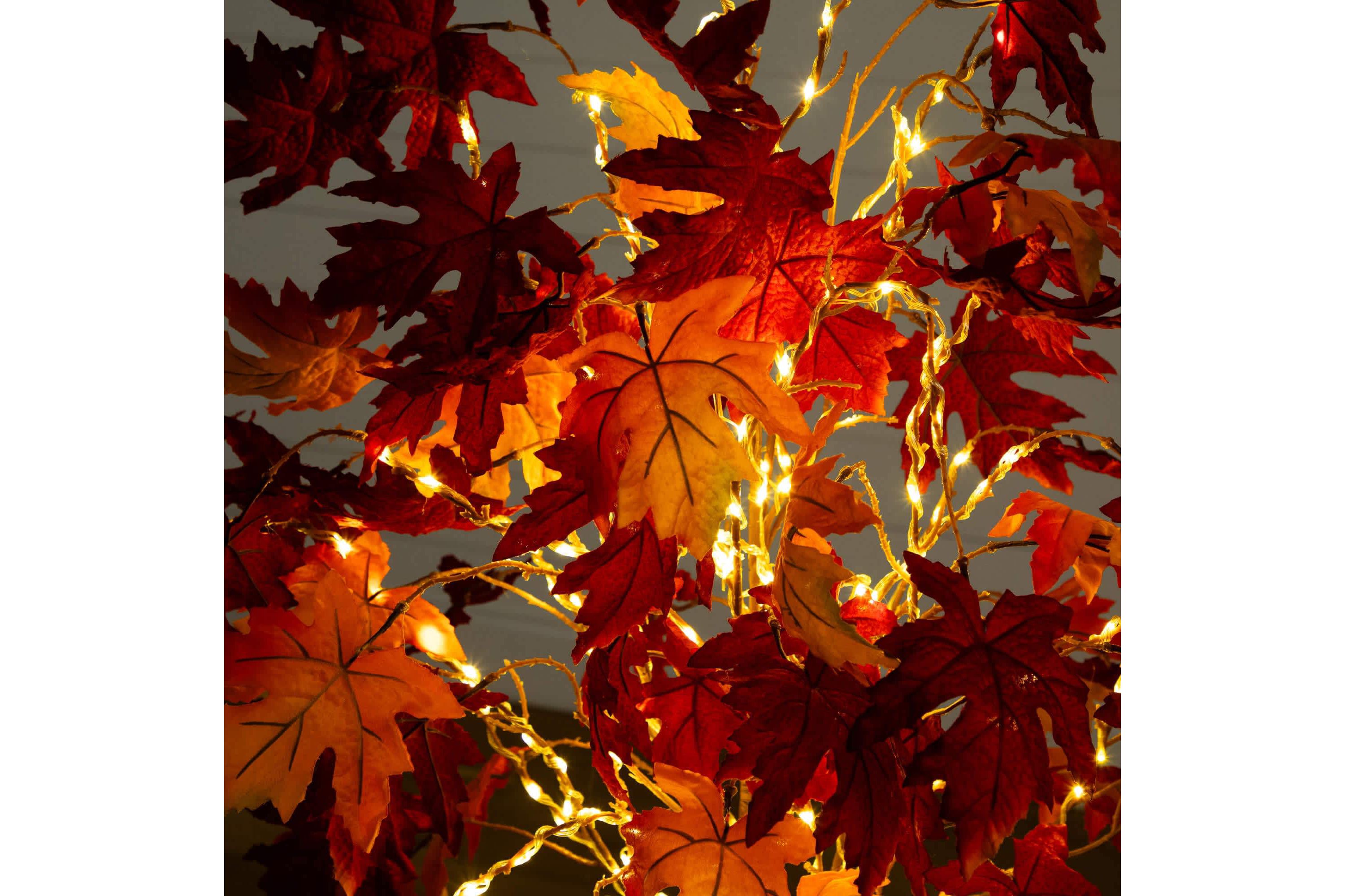 5-Foot Pre-Lit Autumn Weeping Maple Artificial Fall Tree with 240 Warm White LED Lights