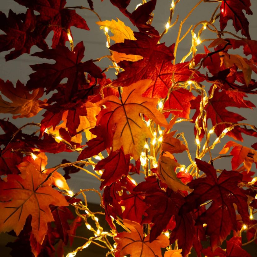 5-Foot Pre-Lit Autumn Weeping Maple Artificial Fall Tree with 240 Warm White LED Lights