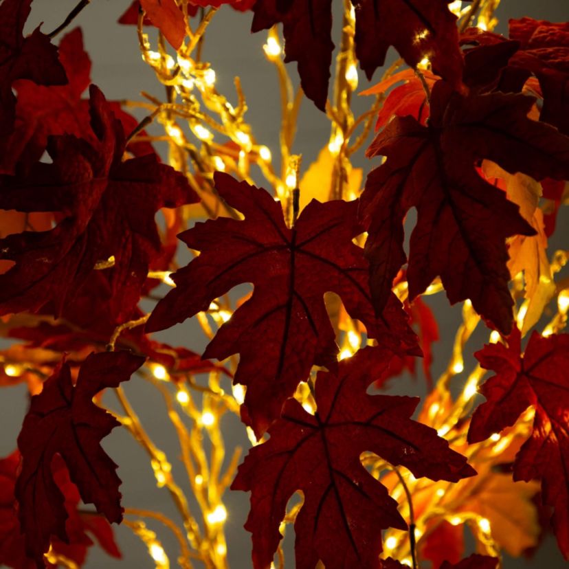 6-Foot Pre-Lit Autumn Weeping Maple Artificial Fall Tree with 300 Warm White LED Lights