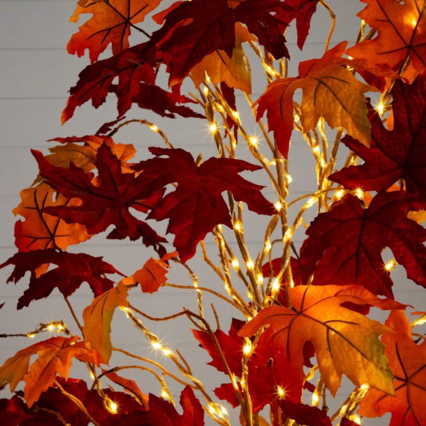 7-Foot Pre-Lit Autumn Weeping Maple Artificial Fall Tree with 450 Warm White LED Lights