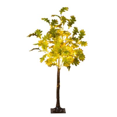 Nearly Natural 4-Foot Pre-Lit Green Autumn Oak Artificial Fall Tree with 150 Warm White LED Lights
