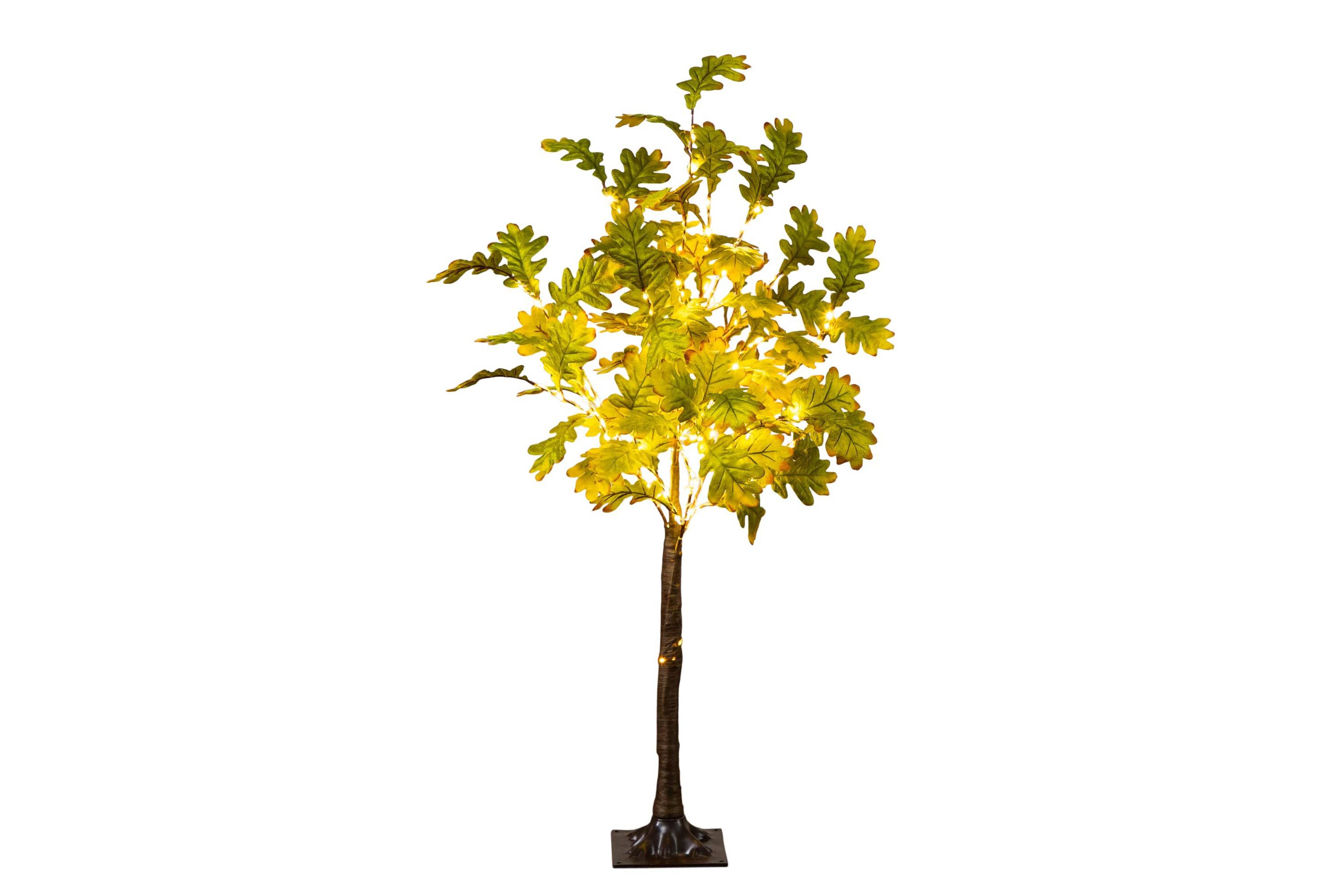 4-Foot Pre-Lit Green Autumn Oak Artificial Fall Tree with 150 Warm White LED Lights