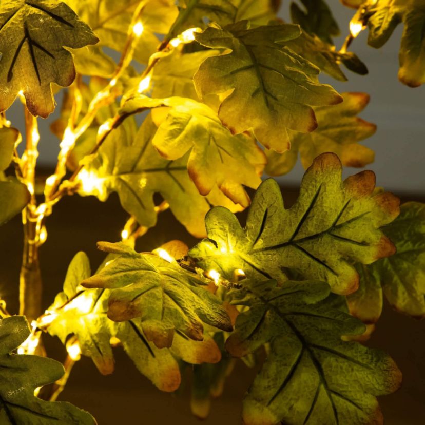 4-Foot Pre-Lit Green Autumn Oak Artificial Fall Tree with 150 Warm White LED Lights