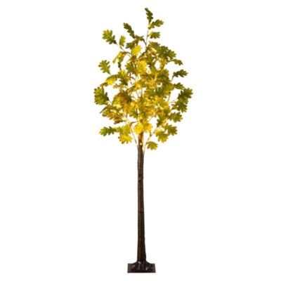 Nearly Natural 5-Foot Pre-Lit Green Autumn Oak Artificial Fall Tree with 200 Warm White LED Lights