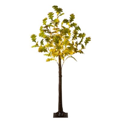 Nearly Natural 6-Foot Pre-Lit Green Autumn Oak Artificial Fall Tree with 250 Warm White LED Lights