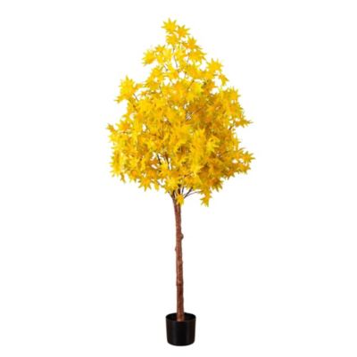 Nearly Natural 5-Foot Pre-Lit Yellow Autumn Maple Artificial Fall Tree with 250 Warm White LED Lights