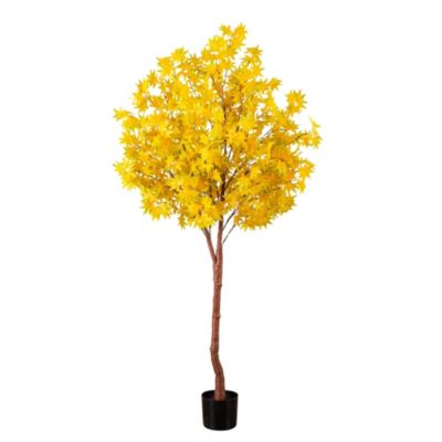 Nearly Natural 6-Foot Pre-Lit Yellow Autumn Maple Artificial Fall Tree with 350 Warm White LED Lights