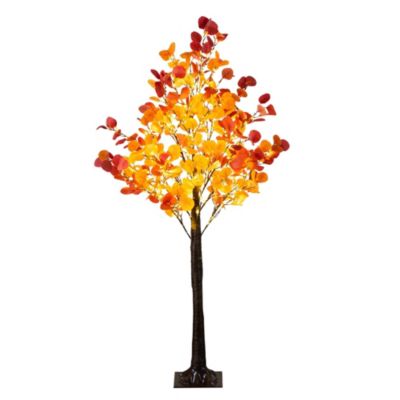 Nearly Natural 5-Foot Pre-Lit Bright Autumn Eucalyptus Artificial Fall Tree with 300 Warm White LED Lights