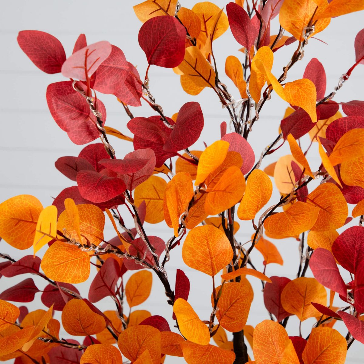 5-Foot Pre-Lit Bright Autumn Eucalyptus Artificial Fall Tree with 300 Warm White LED Lights