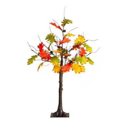 Nearly Natural 3-Foot Pre-Lit Autumn Maple Artificial Fall Tree with Pinecones, Acorns and 36 Warm White LED Lights, Orange