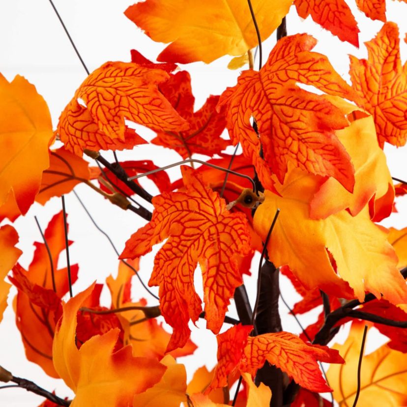 2-Foot Pre-Lit Bright Autumn Maple Artificial Fall Tree with 24 Warm White LED Lights and Detachable Base
